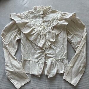 Elegant Cream Ruffled Blouse